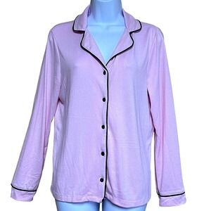 KIKIT Pink Pajama‎ Top Button-Down Long Sleeve Sleepwear Loungewear Women's M